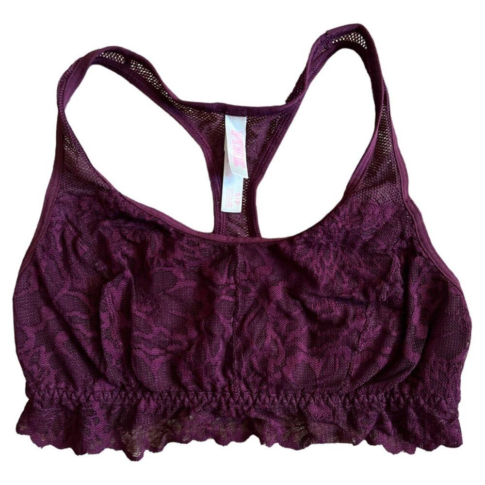 Victoria's Secret Pink Burgandy Lace Unlined Bralette, S